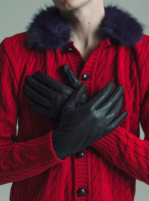Black Lamb Leather Gloves