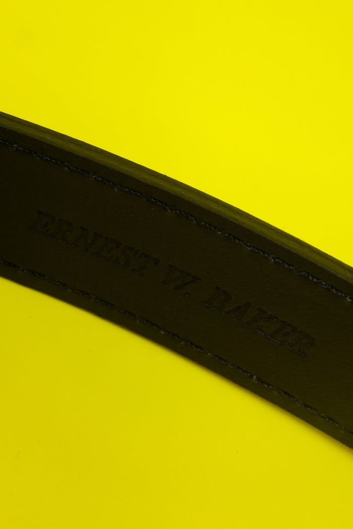 Black Leather Belt W/ Gold Buckle | Ernest W. Baker | DEPARTAMENTO