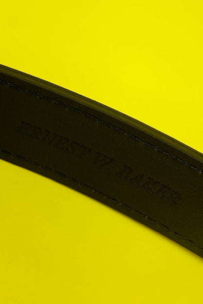 Black Leather Belt W/ Gold Buckle | Ernest W. Baker | DEPARTAMENTO