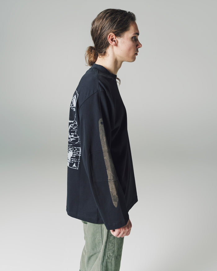 Black Oversized Graphic Articulate Long Sleeve Tee
