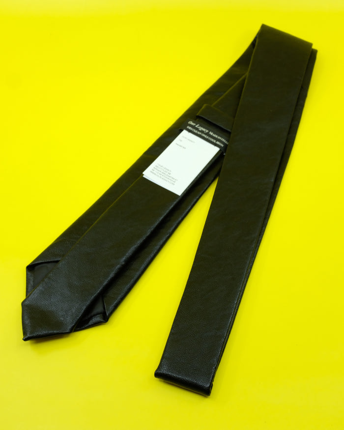 Black Real Fake Leather Tie