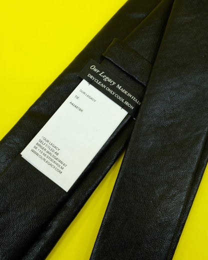 Black Real Fake Leather Tie