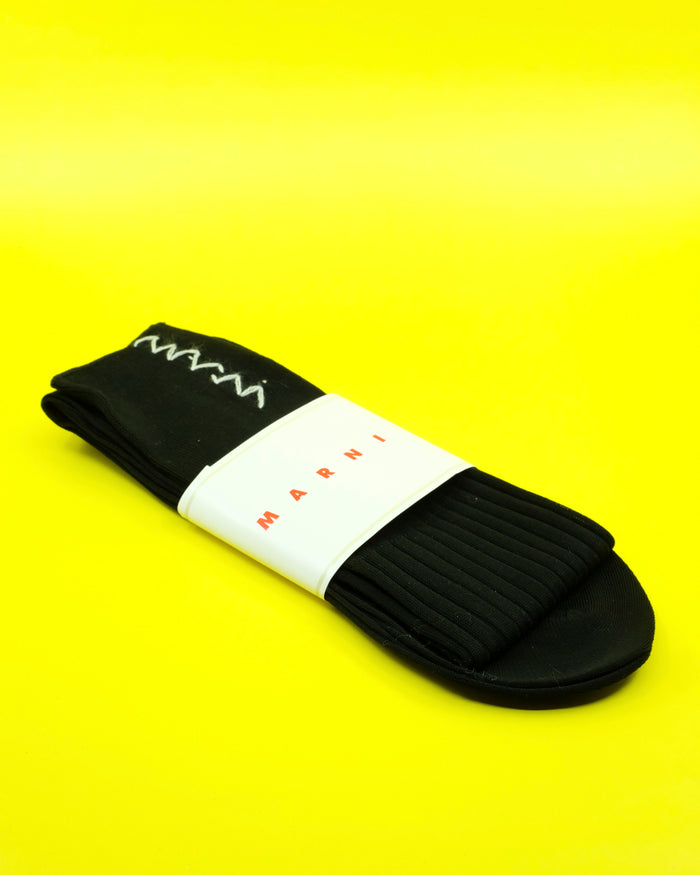 Black Ribbed Cotton Long Socks | Marni | DEPARTAMENTO