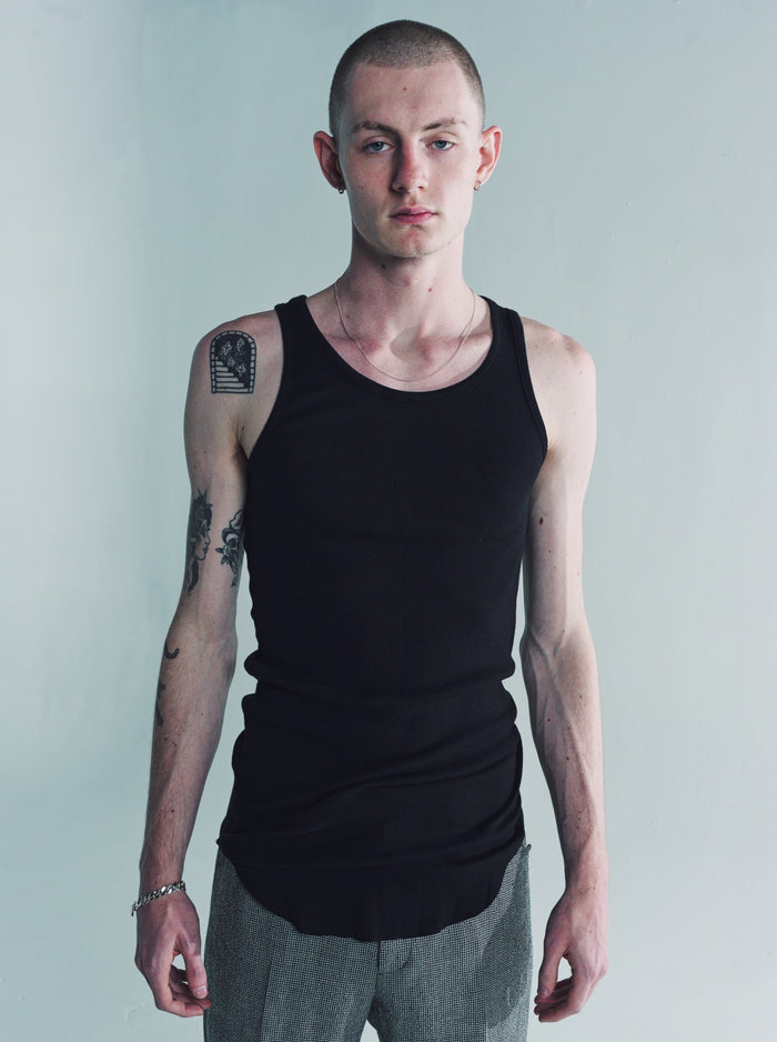 Black Round Rib Tank Top