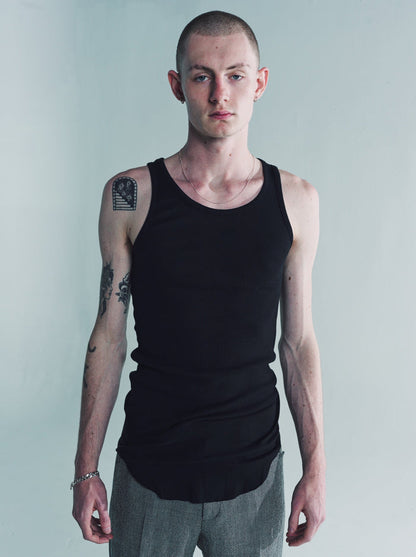 Black Round Rib Tank Top