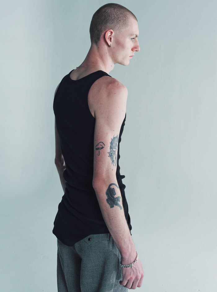 Black Round Rib Tank Top