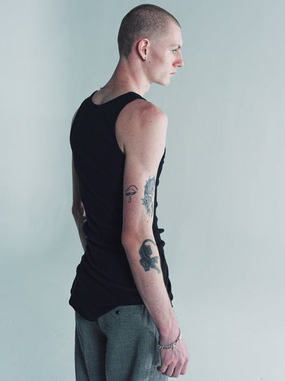 Black Round Rib Tank Top