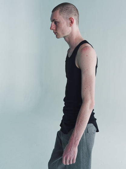 Black Round Rib Tank Top