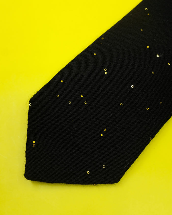 Black W Gold Payettes Classic Tie