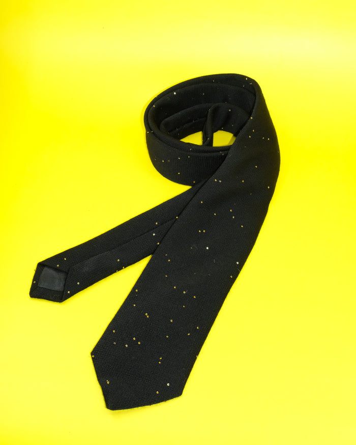 Black W Gold Payettes Classic Tie