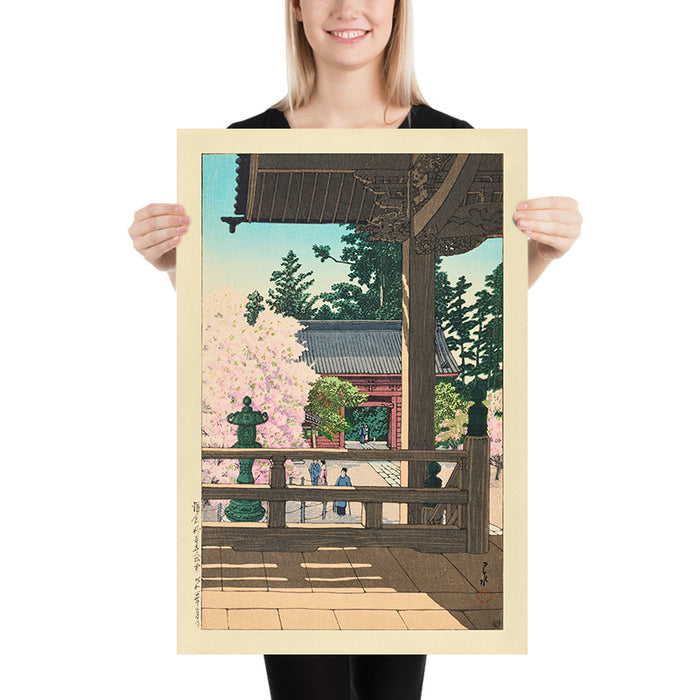 Blossom Trees at Myohonji Temple, Kamakura by Hasui Kawase 1935