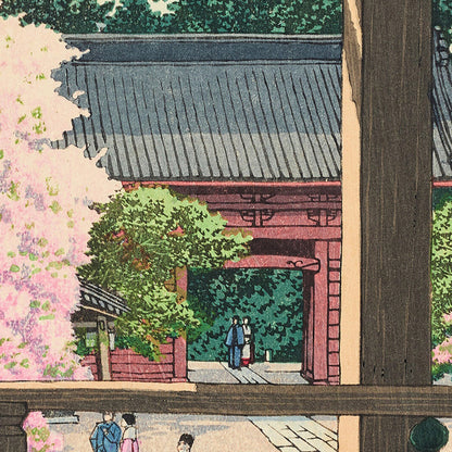 Blossom Trees at Myohonji Temple, Kamakura by Hasui Kawase 1935