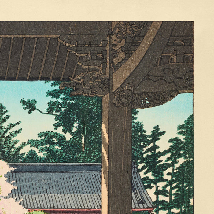 Blossom Trees at Myohonji Temple, Kamakura by Hasui Kawase 1935