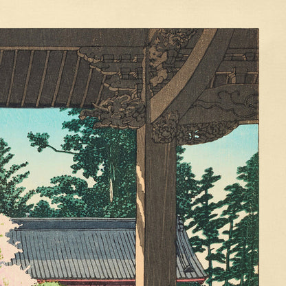 Blossom Trees at Myohonji Temple, Kamakura by Hasui Kawase 1935