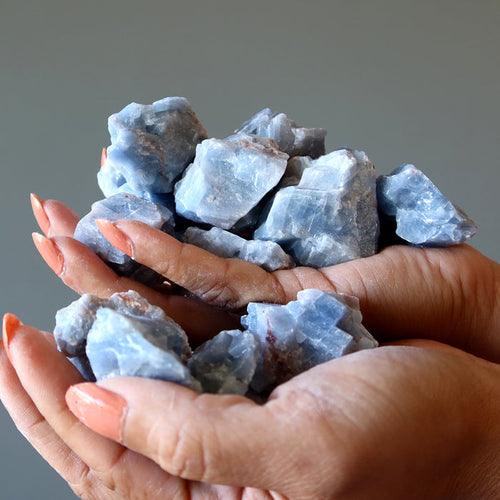 Blue Calcite Raw Crystal Bundle Sky Mandala Set of 35