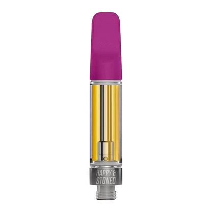 A straight-on view of the Bold Bubba Pop Disty+Diamond Vape Cartridge, featuring a clear casing and metallic accents.