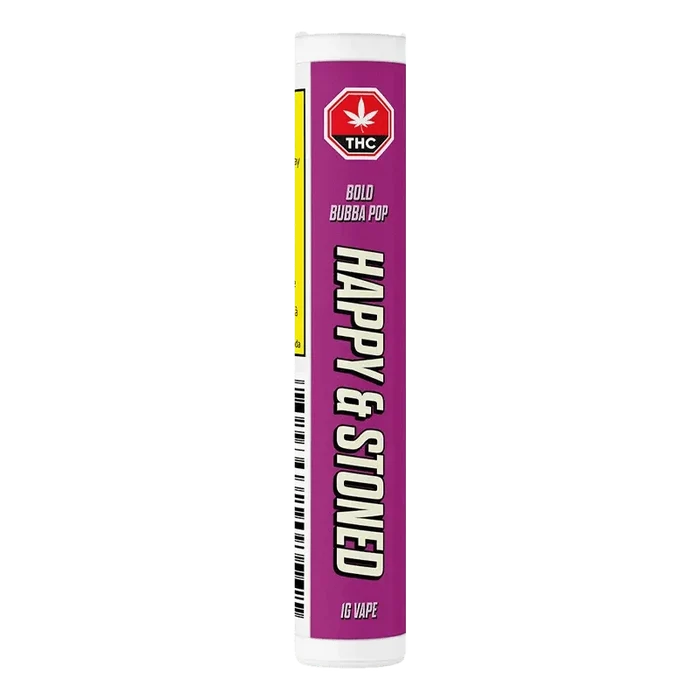 Front view of the Bold Bubba Pop Disty+Diamond Vape Cartridge, showcasing a vertical, cylindrical design with a silver finish.