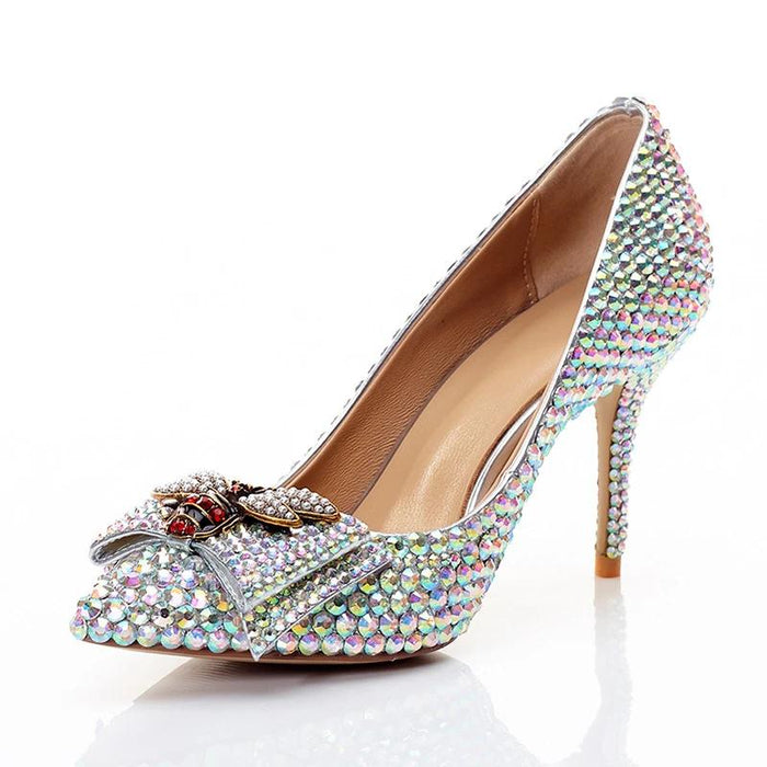 Bowknot Princess Rhinestone High Heels Stiletto Pumps