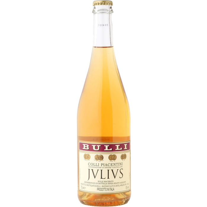 Bulli Julius Bolle sparkling wine bottle, gold label and amber liquid