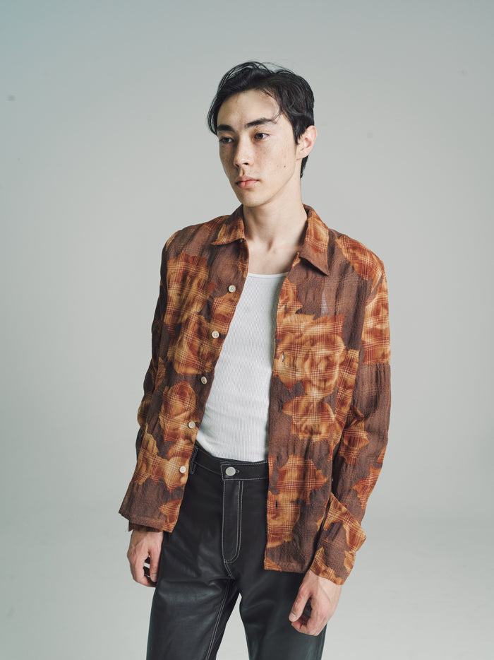 Burnout Rose Wool Rani Slim Long Sleeve Shirt | CMMN SWDN | DEPARTAMENTO