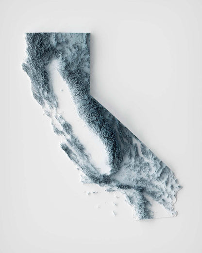California Topographic 3D Relief Map