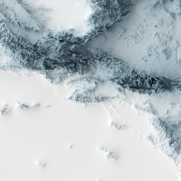California Topographic 3D Relief Map