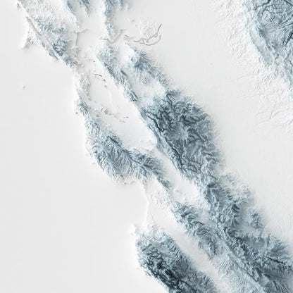 California Topographic 3D Relief Map