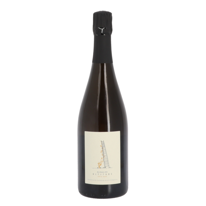 Brut Nature sparkling champagne bottle with cream label