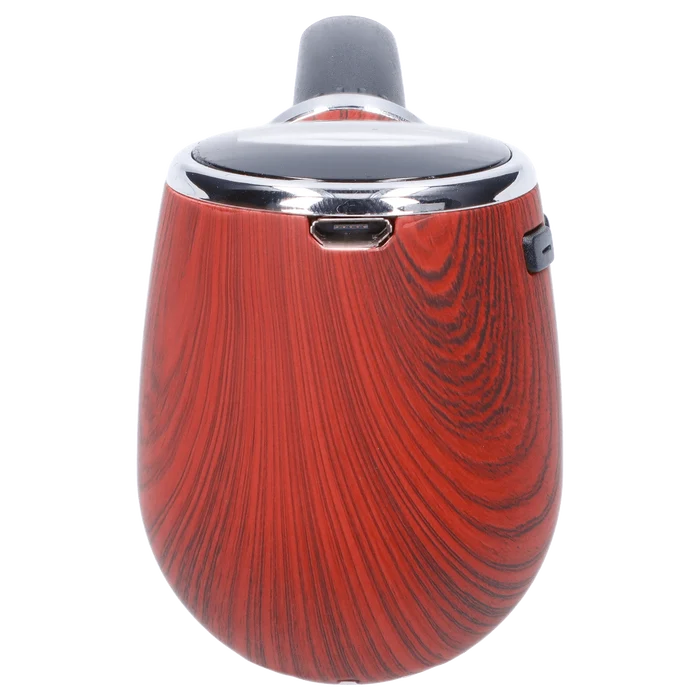 Front view of the Cipher Nautilus Dry Herb Vaporizer – Redheart Wood, showcasing its smooth, wood-grain finish and rounded form.