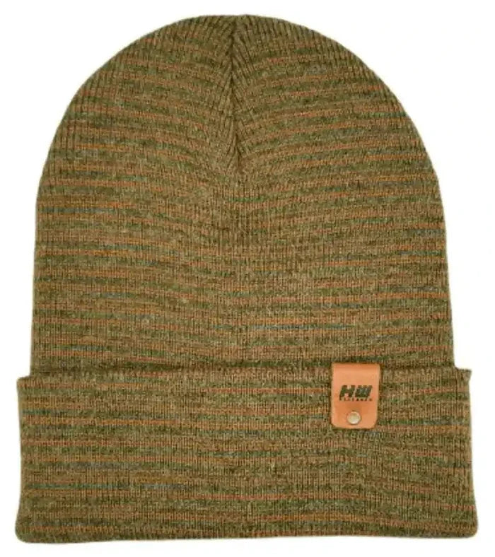 Classic Contrast Cuffed Beanie, Brown and Green