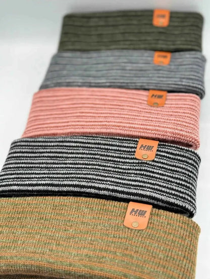 Classic Contrast Cuffed Beanie, Brown and Green