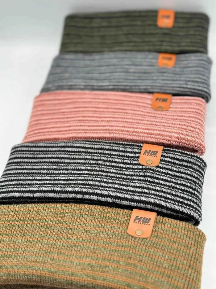 Classic Contrast Cuffed Beanie, Burgundy and Pink