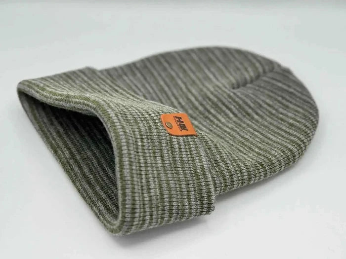 Classic Contrast Cuffed Beanie, Gray and Green