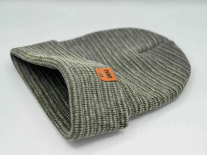 Classic Contrast Cuffed Beanie, Gray and Green