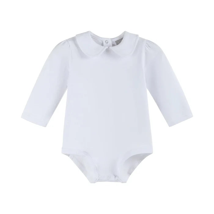 Collared Unisex Long Sleeve Bodysuit Romper