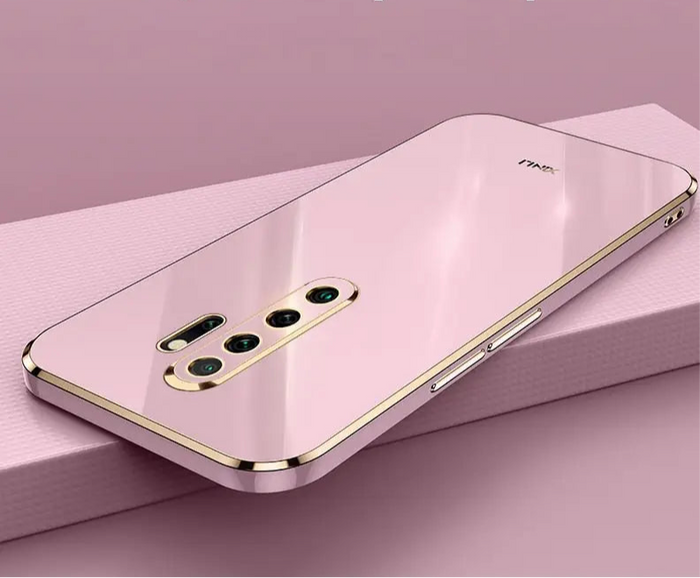 Sleek pink smartphone with multiple camera lenses on its back panel.