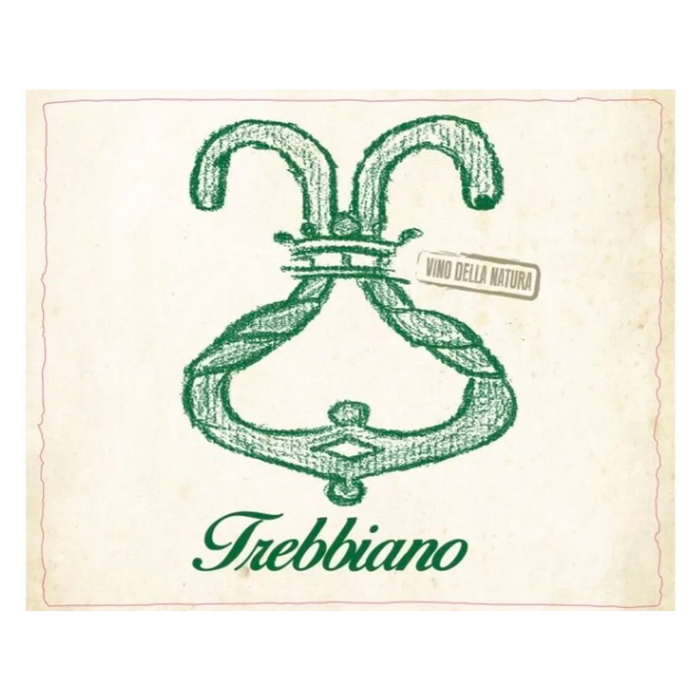 Trebbiano wine label with green vine emblem and Trebbiano text