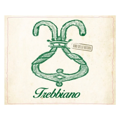 Trebbiano wine label with green vine emblem and Trebbiano text