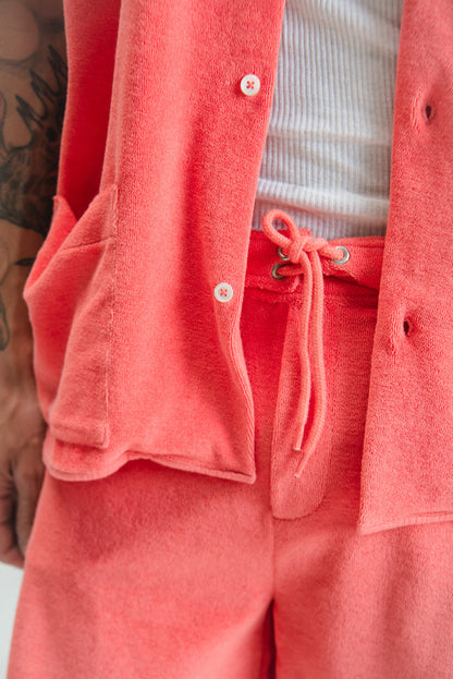 Coral Cotton Terry Drawstring Board Shorts | CMMN SWDN | DEPARTAMENTO