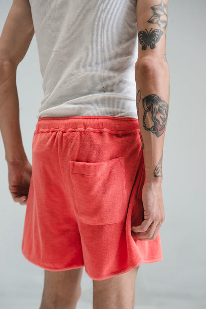 Coral Cotton Terry Drawstring Board Shorts | CMMN SWDN | DEPARTAMENTO