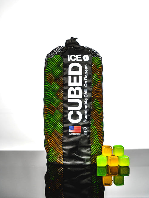 CUBED ICE-Green-Orange-10lb Bag