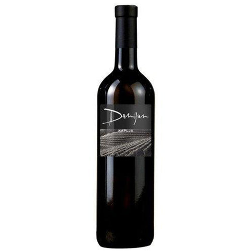 Damijan Bianco Kaplja 2021 wine bottle with dark label and black foil top