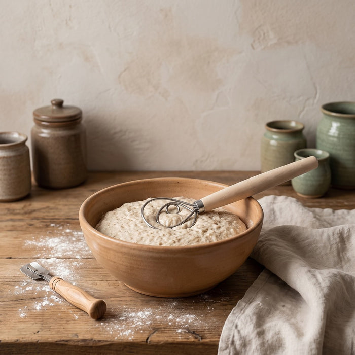 Danish Dough Whisk, styled at home