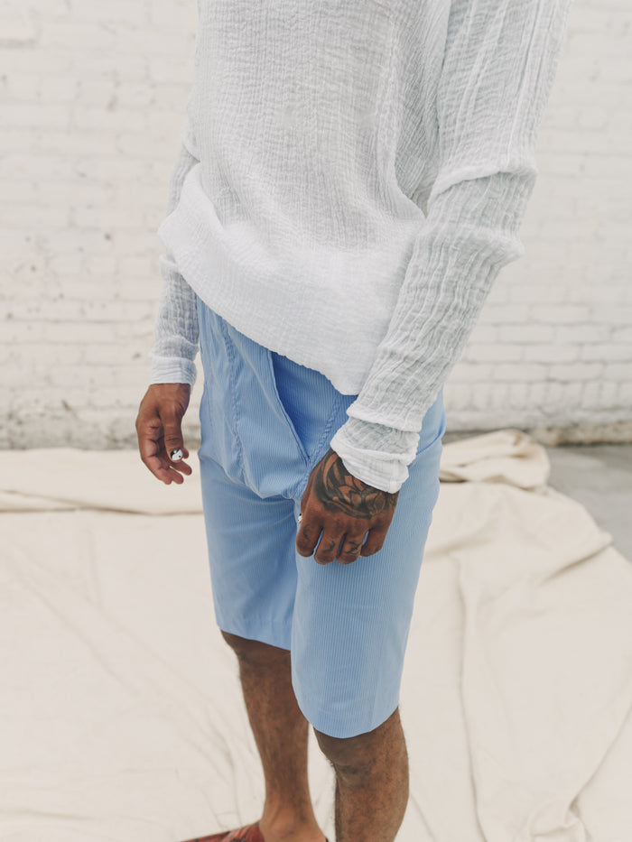 Deep Sky Pin Stripe Brief Shorts | Edward Cuming | DEPARTAMENTO