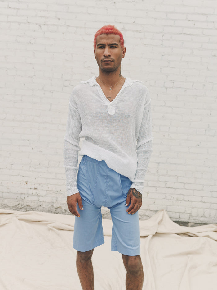 Deep Sky Pin Stripe Brief Shorts | Edward Cuming | DEPARTAMENTO