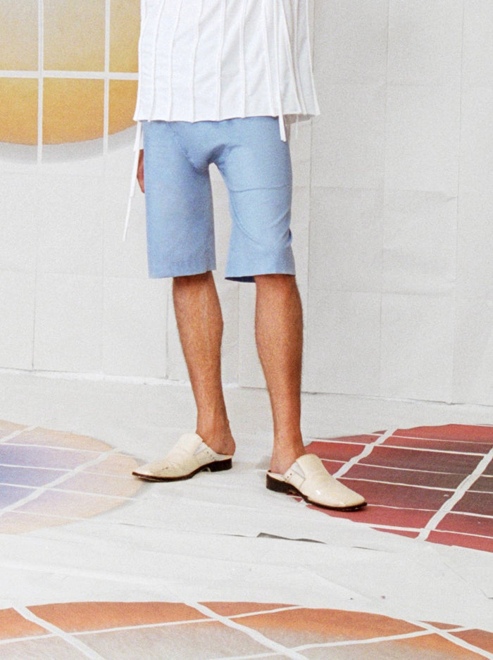 Deep Sky Pin Stripe Brief Shorts | Edward Cuming | DEPARTAMENTO
