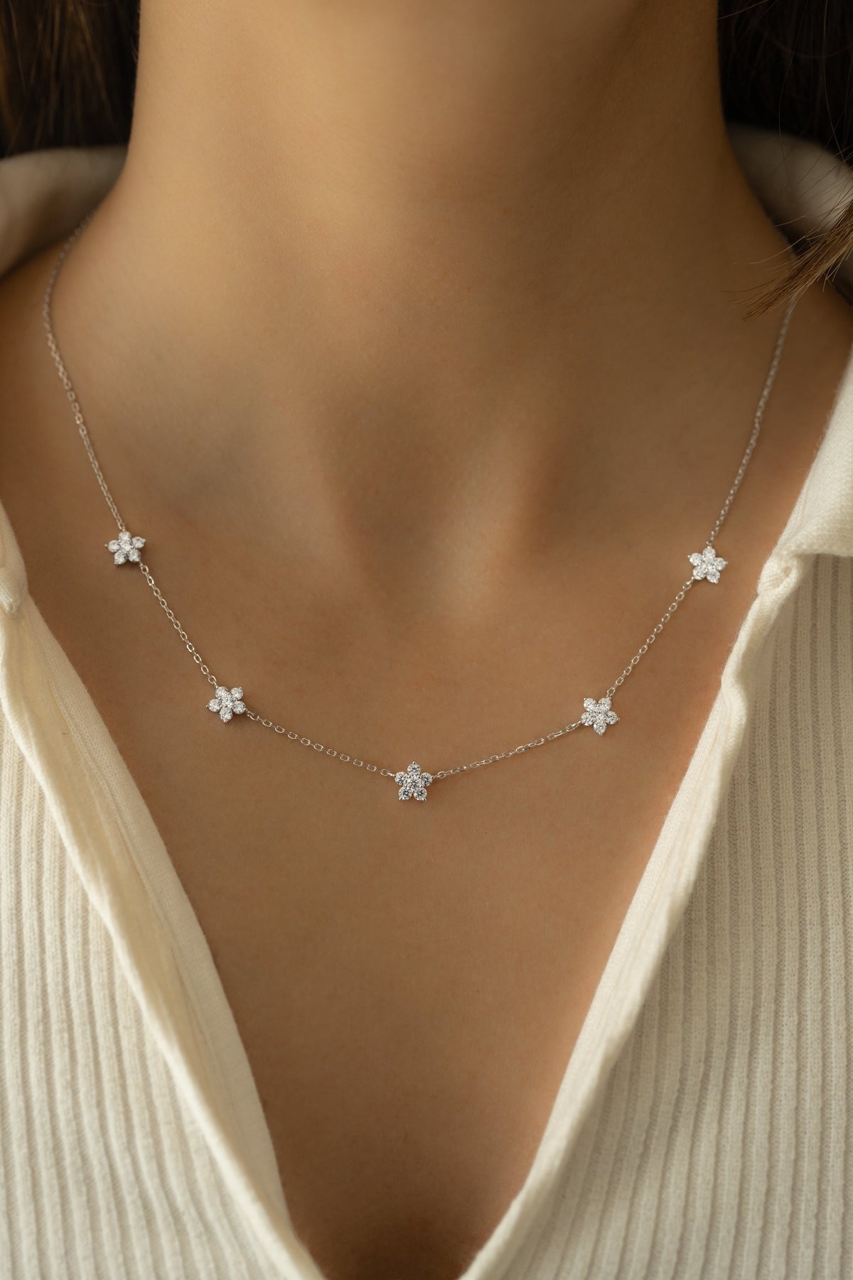 Diamond Flower Necklace