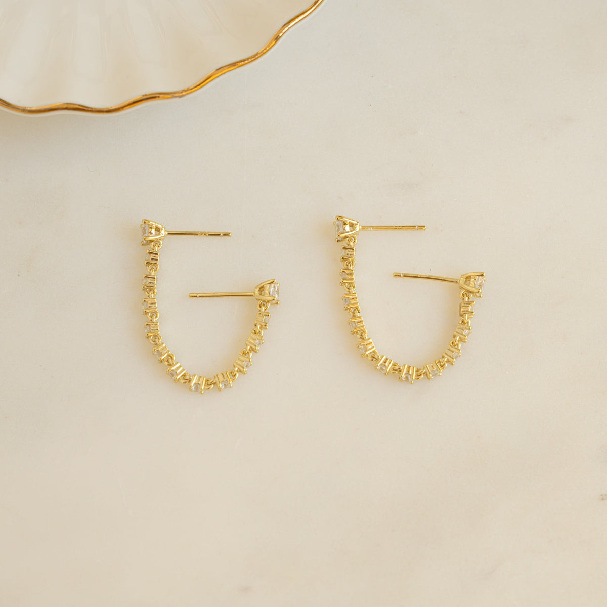 Two-Piercing Tennis Chain Link Studs