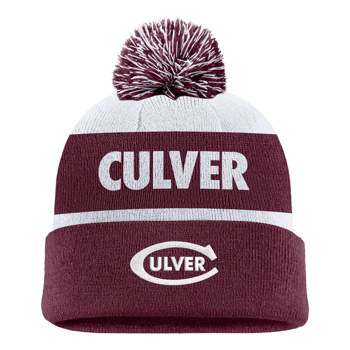 Nike Eagles Peak Stripe Beanie - Maroon/White