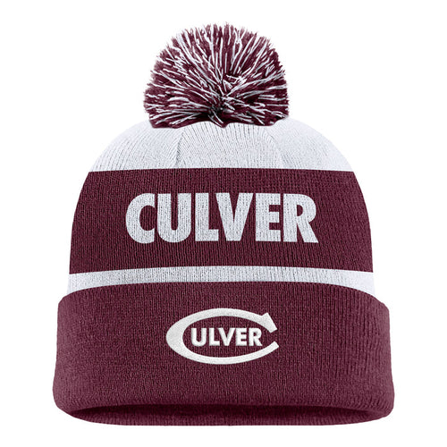 Nike Eagles Peak Stripe Beanie - Maroon/White